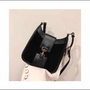 Gucci vintage suede black leather crossbody bag